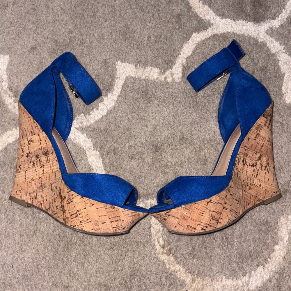 Just fab Mikayla cobalt blue platform wedge heels size 7 - Picture 8 of 17
